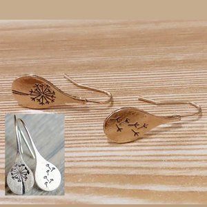 Gold or Silver Drop Dandelion Earrings